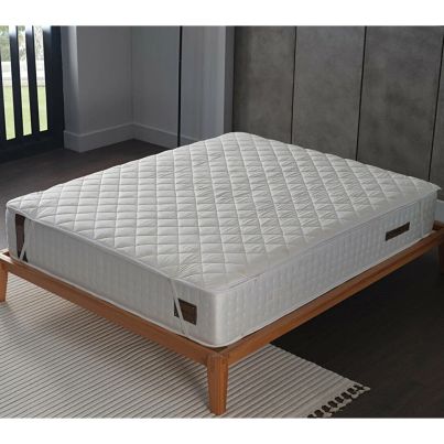 Quilted mattress protector FESTIVAL WOOL 180x200cm white