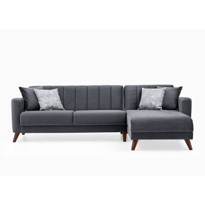 Corner sofa with chaise longue LOFT dark grey 265/81/80cm