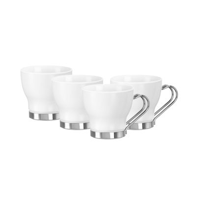 Coffee cups with metal handle AROMATECA OSLO 109ml 4pcs. white