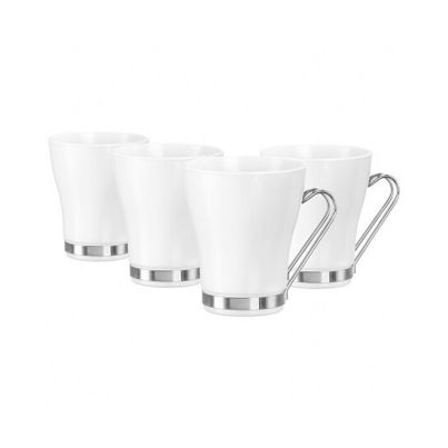 Cappuccino cups with metal handle AROMATECA OSLO 235ml 4pcs. white
