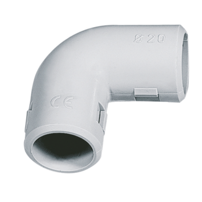 PVC bend small 90 EC D25 IP40 Technopolymer Gray RAL7035 Plastic bend small 90ﾰ