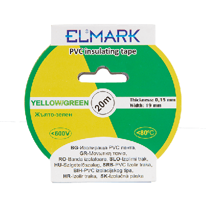 Insulating tape 20Mx19mm Yellow/Green