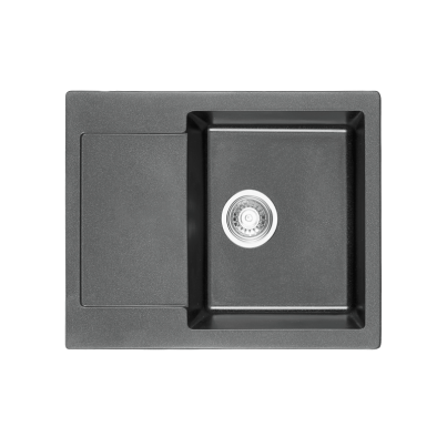 Granite Kitchen Sink 8220 GREY with Left Drainer, 62x50x21.5 cm, Grey