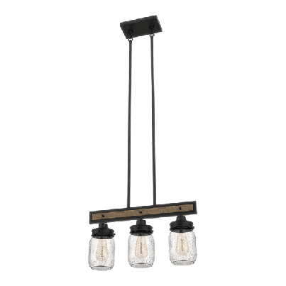 PIERA PENDANT 3XE27 BLACK MATT/WOOD