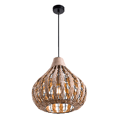 WOODY-D PENDANT 1XE27 BLACK /RATTAN