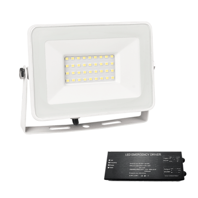 VEGA slim SMD 30W LED floodlight 4000K white+ emergency kit
