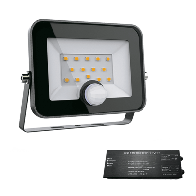 VEGA slim SMD 30W LED floodlight with sensor 5500K+ emergency kit