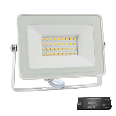 VEGA30 slim SMD 30W LED floodlight 3000K white+emergency kit