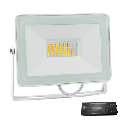 VEGA50 slim SMD 50W LED floodlight 3000K white+emergency kit