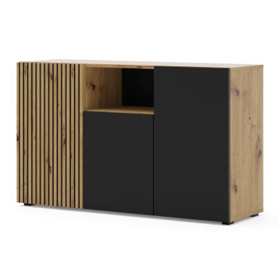Chest of drawers AURIS 3D 135 cm, artisan oak/black mat