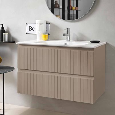 ARTICO 80 cm Dove Grey Bathroom Cabinet + Ceramic Sink