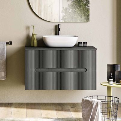 BASE BALOS 90 SM antracite + RECTANGULAR basin in ceramic