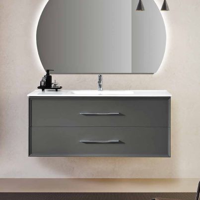 CLASSIC BASE  UNIT 100 ANTRACITE + CERAMIC BASIN 100*46 WHITE GLOSS