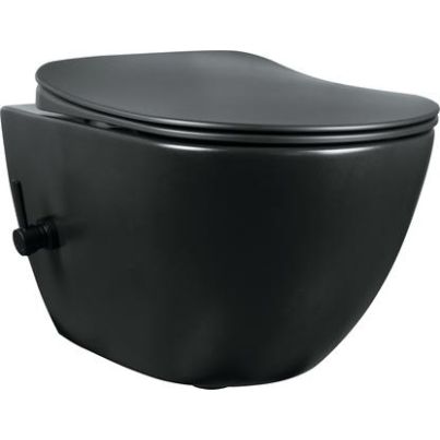 Peonia Zero wall-mounted toilet bowl Nero with bidet function, toilet seat, concealed mixer