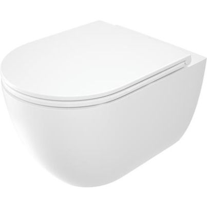 Round wall-mounted rimless toilet bowl + toilet seat