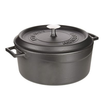 Cast iron round cocotte with lid 32cm 10l matte black