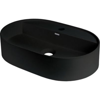 SILIA Basin with Tap Hole, Black, 550x350 mm