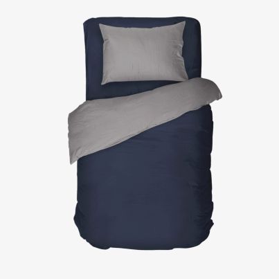Единичен комплект спално бельо DILIOS Деним, двулицев, 3 части, сив/син