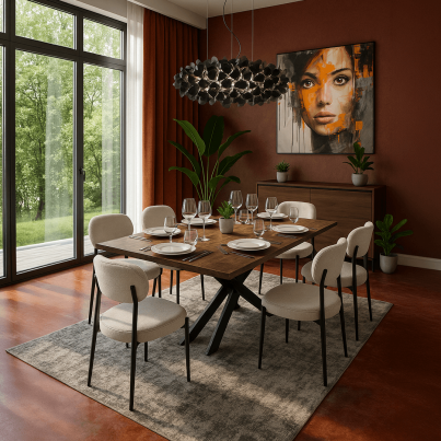 Готов проект за трапезария с елегантен интериор и модерно осветление