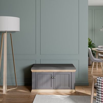 Bench with cushion THIRTEEN, 98.9/55.6 cm, Grey/Mauvella oak
