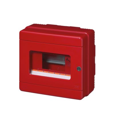 EC640 SURFACE ENCLOSURE 8 MOD.(1X8) +LOCK IP65 RED 960°C, 750N
