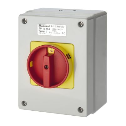 EC660 SURFACE SCHUNTING SWITCH 3P 16A RED, IP65 HALOGEN FREE