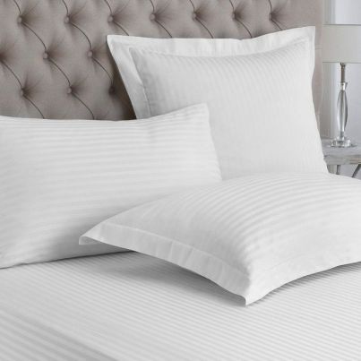 Двоен комплект спално бельо DILIOS Бяло Райе, 4 части, бял