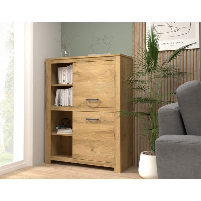 Low bookcase TEN semi-closed, Ancient oak 