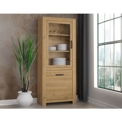 Витрина TEN със стъклена врата 77 см, Античен дъб