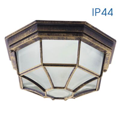 V CEILING LIGHT BERLIN 1xE27 IP44 ANTIQUE BRASS