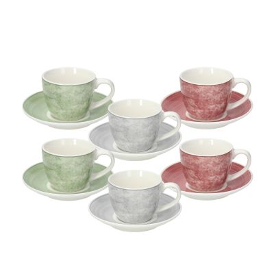 Set of 6 Coffee cups with saucers IRIS PETRA, 80 ml