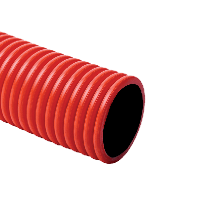 Flexible doublecoat corrugated pipe D52>D63 red HDPE Red Double coat corrugated pipe