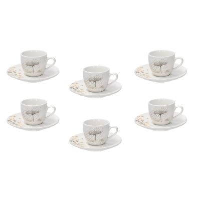 Set of 6 Coffee cups with saucers MADISON POESIA, 80 ml