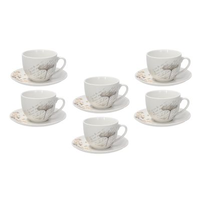 Set of 6 Tea cups with saucers MADISON POESIA, 260 ml