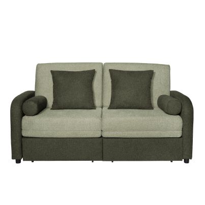 Straight sofa with a pull-out mechanism LOTUS, Green two-tone