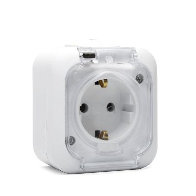 Контакт ЕВРО НК, ШУКО 2P+T, Бял, 16A, 250V, ПКОМ, IP44