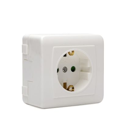 Контакт Мираж НК 2P+T, 16A, 250V, Открит монтаж, Бял