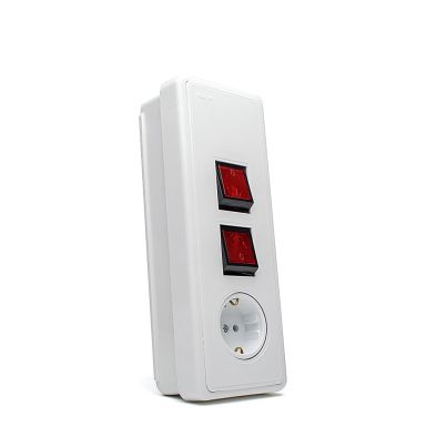 Water Heater Panel NC – Triple Combo (Double-Pole Switch + Socket), 16A, 250V, Surface Mount, White