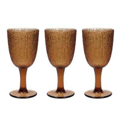 DAVOR - SET 3 GOBLETS GLASS AMBRA