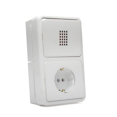 Water Heater Panel NC – Double Combo (Double-Pole Switch + Socket), 16A, 250V, Surface Mount, White