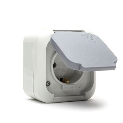 Контакт ЕВРО НК, ШУКО 2P+T, Сив, 16A, 250V, ПКОМ, IP44