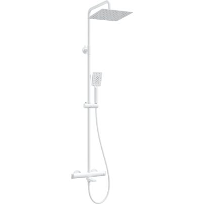 Shower column THERM, with bathtub mixer, thermostatic, White