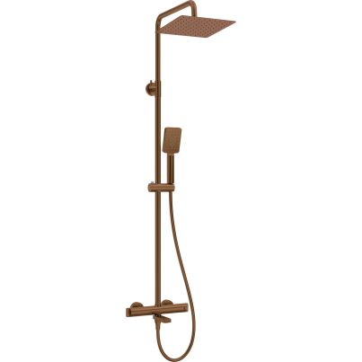 Shower column THERM, with bathtub mixer, thermostatic, Brushed bronze