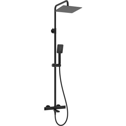 Shower column THERM, with bathtub mixer, thermostatic, Black