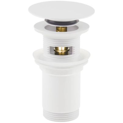 Click-clack for washbasin, round, with bushing, white