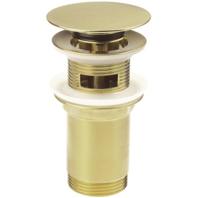 Click-clack for washbasin, round with bushing, matt gold