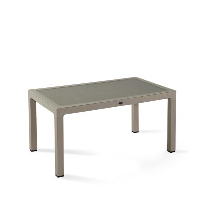Garden table with glass WOOD, 90x150x75 cm, cappuccino