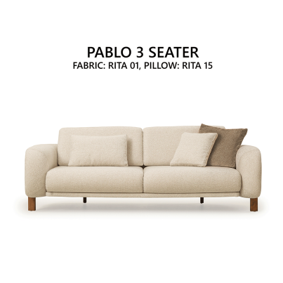 Three-seater sofa PABLO beige/RITA 01
