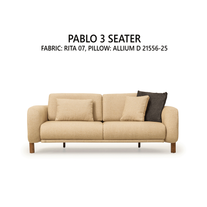 Three-seater sofa PABLO light brown/RITA 07