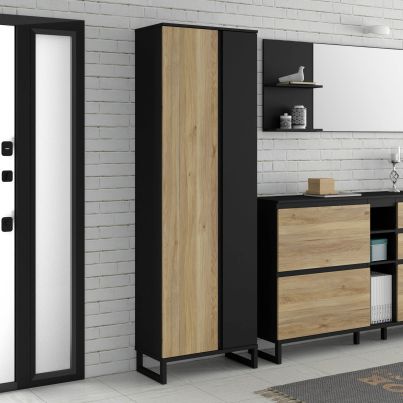 Wardrobe SEVENTEEN, 65.1/201.7 cm, Black/Mauvella oak